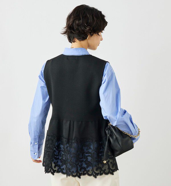 NOLLEY'S「《手洗い可能》レース付きペプラムベスト」|ベスト・ジレ|