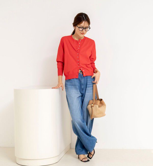 NOLLEY'S「《手洗い可能》コットンテックスクルーネックカーディガン」|カーディガン|