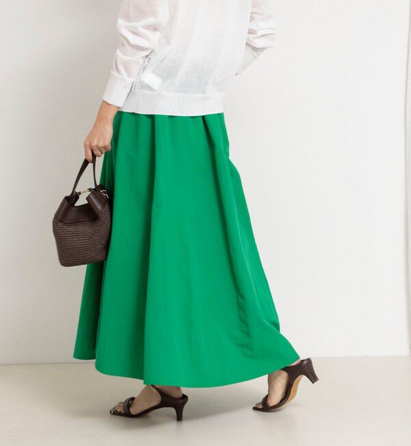 NOLLEY'S「ウォッシャブルフレアマキシスカート」|フレア|グリーン