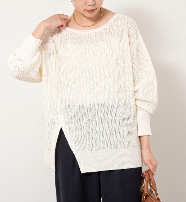 NOLLEY'S sophi「《手洗い可能》片畦前スリットプルオーバー」|ニット・セーター|オフホワイト