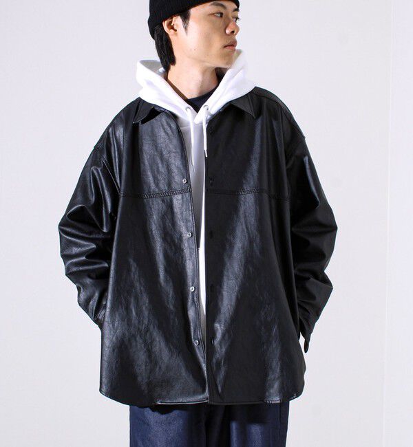 GLOSTER「【本革見え/3サイズ展開】UNISEX レザーシャウター フェイクレザーシャツ」|シャツ・ブラウス|