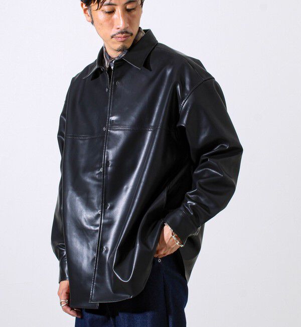 GLOSTER「【本革見え/3サイズ展開】UNISEX レザーシャウター フェイクレザーシャツ」|シャツ・ブラウス|