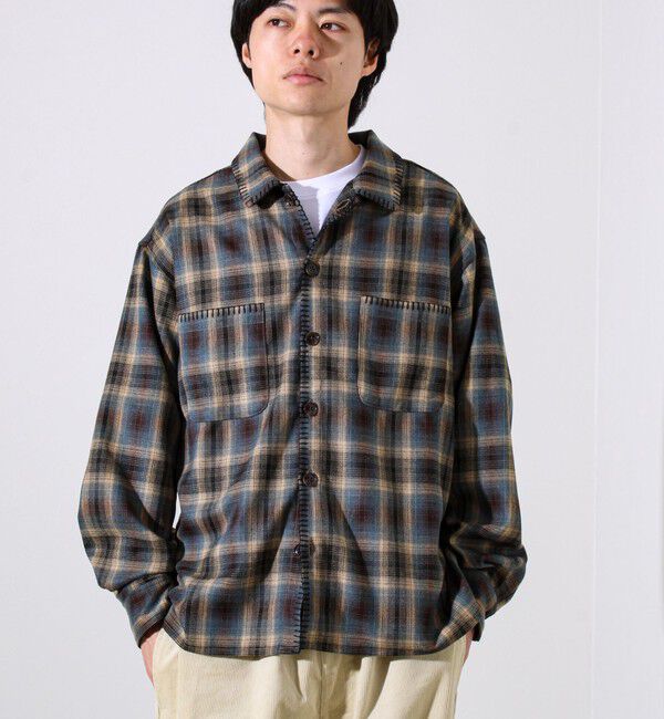 GLOSTER「【主役の1枚】TRオンブレチェック ブランケットステッチシャツ」|シャツ・ブラウス|