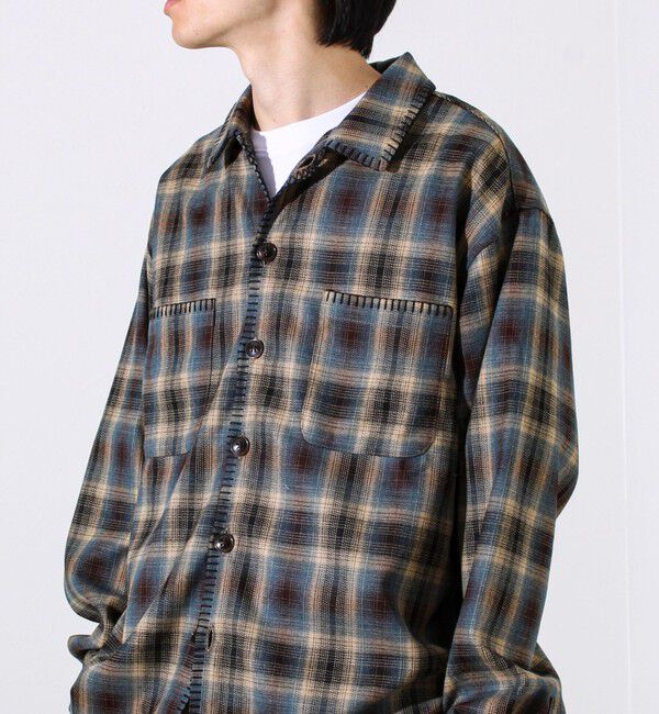 GLOSTER「【主役の1枚】TRオンブレチェック ブランケットステッチシャツ」|シャツ・ブラウス|