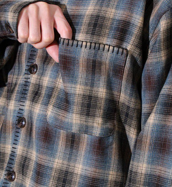 GLOSTER「【主役の1枚】TRオンブレチェック ブランケットステッチシャツ」|シャツ・ブラウス|