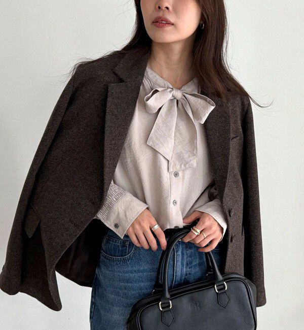 fredy emue「ボウタイギャザーブラウス」|シャツ・ブラウス|ベージュ