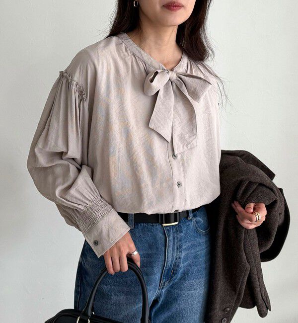 fredy emue「ボウタイギャザーブラウス」|シャツ・ブラウス|
