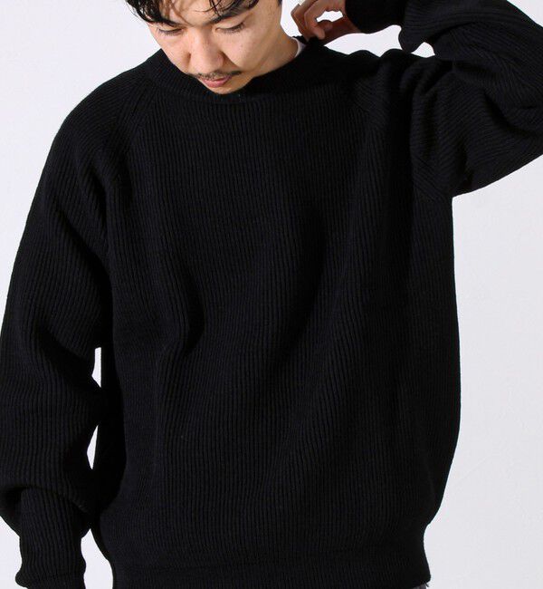 GLOSTER「【Vincent et Mireille】Rib CLASSIC CREWNECK」|ニット・セーター|ブラック