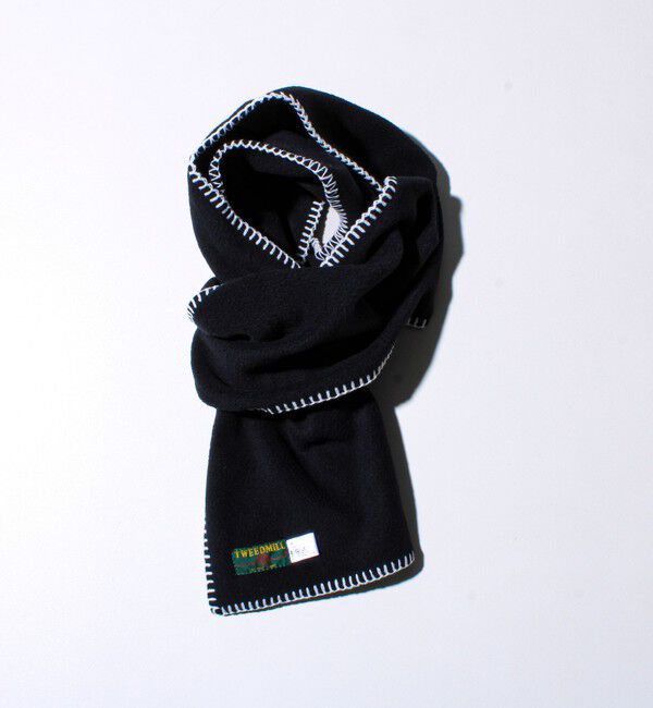 GLOSTER「【GLOSTER別注】【TWEEDMILL】ブランケットステッチフリーススカーフ」|マフラー|ブラック