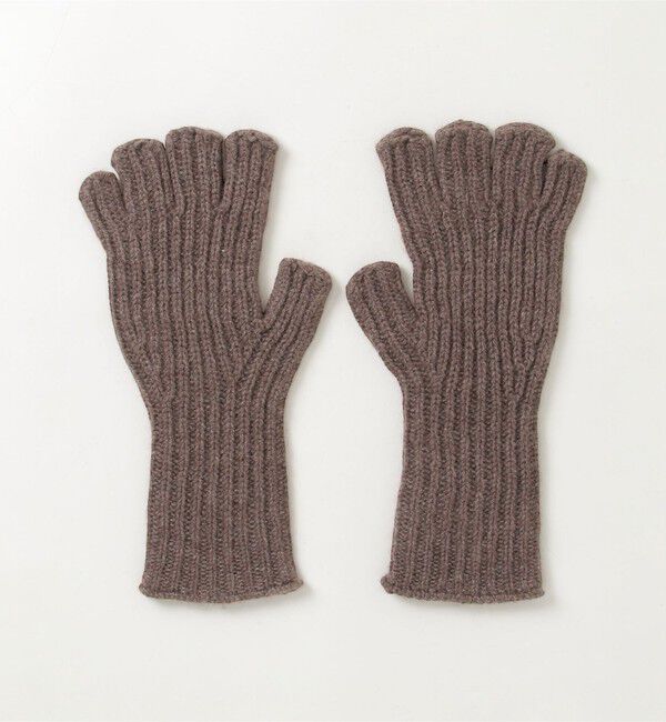 fredy emue「【William Brunton】カシミヤリブフィンガーレスグローブ」|手袋|ブラウン