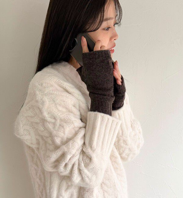 fredy emue「【COSY/コージー】ウールフィンガーレスグローブ」|手袋|ブラウン