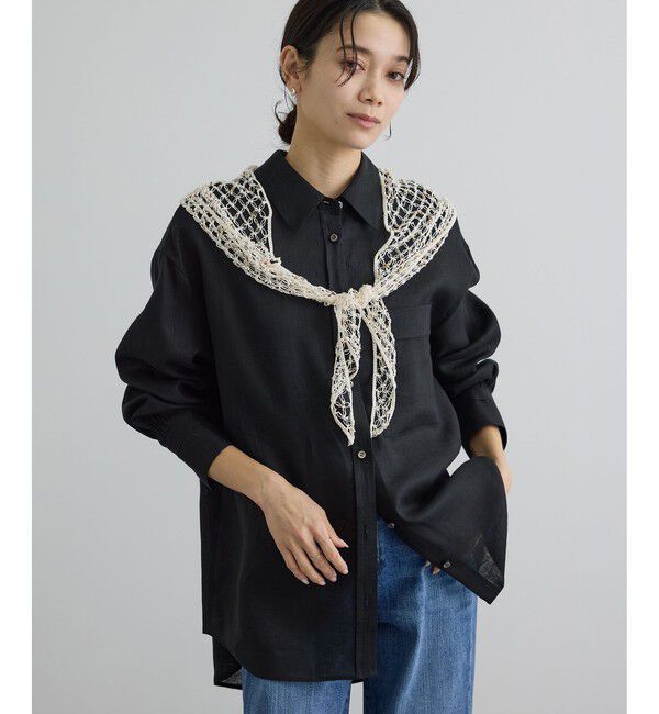 SALON adam et rope'「GENTLE LINEN シャツ」|シャツ・ブラウス|ブラック(01)