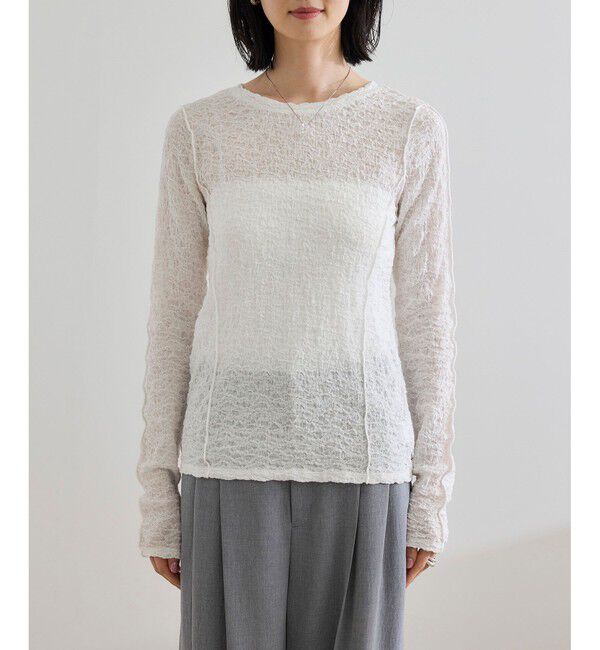 ROPE「【WEB・一部店舗限定】ストレッチシアー＆レースカットソー/洗える」|Tシャツ・カットソー|