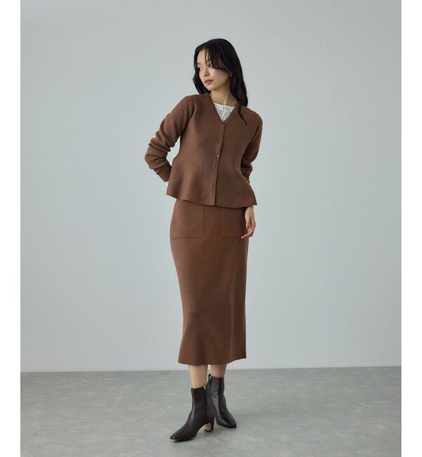 ROPE「ウール混ニットペプラムカーディガン/イージーケア・セットアップ対応」|ニット・セーター|