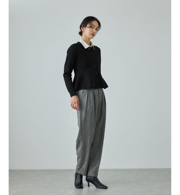 ROPE「ウール混ニットペプラムカーディガン/イージーケア・セットアップ対応」|ニット・セーター|