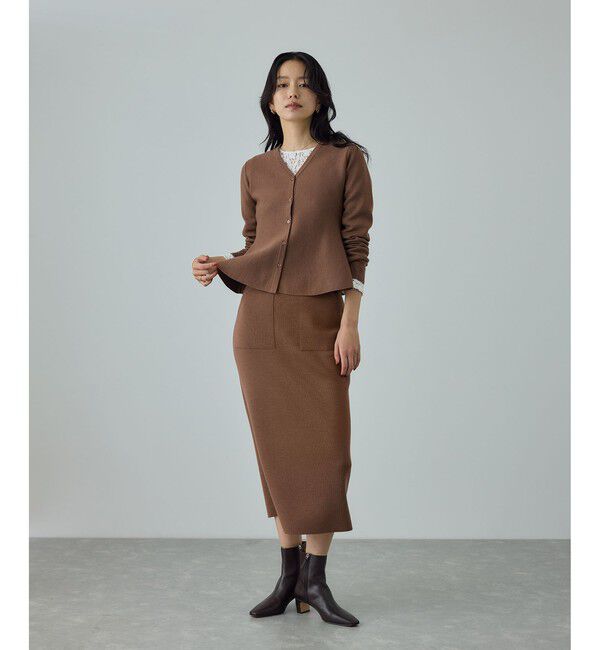 ROPE「ウール混ニットペプラムカーディガン/イージーケア・セットアップ対応」|ニット・セーター|