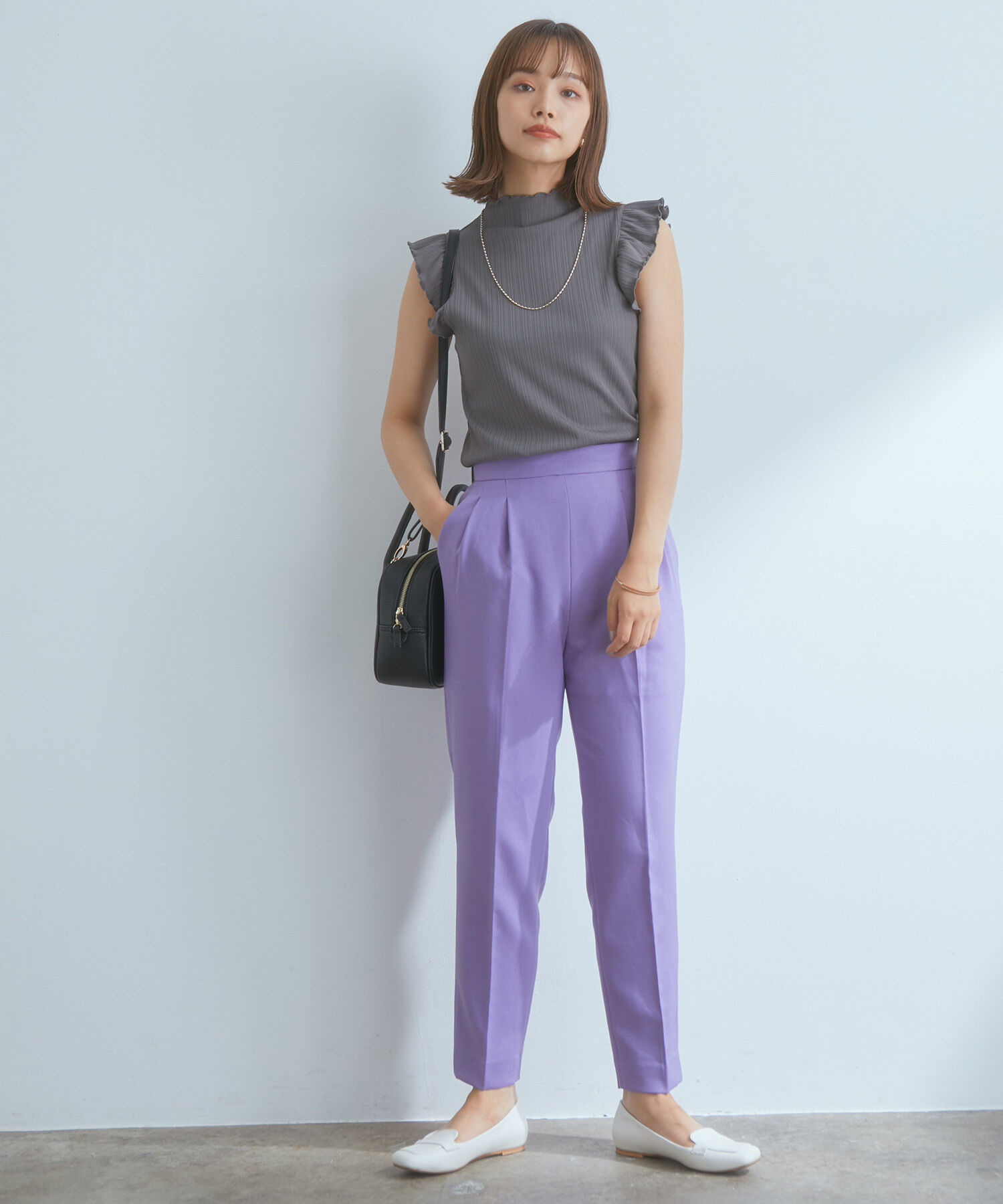 VIS「【EASY CARE】ウォッシャブルフラノツータックテーパードパンツ」|スラックス|