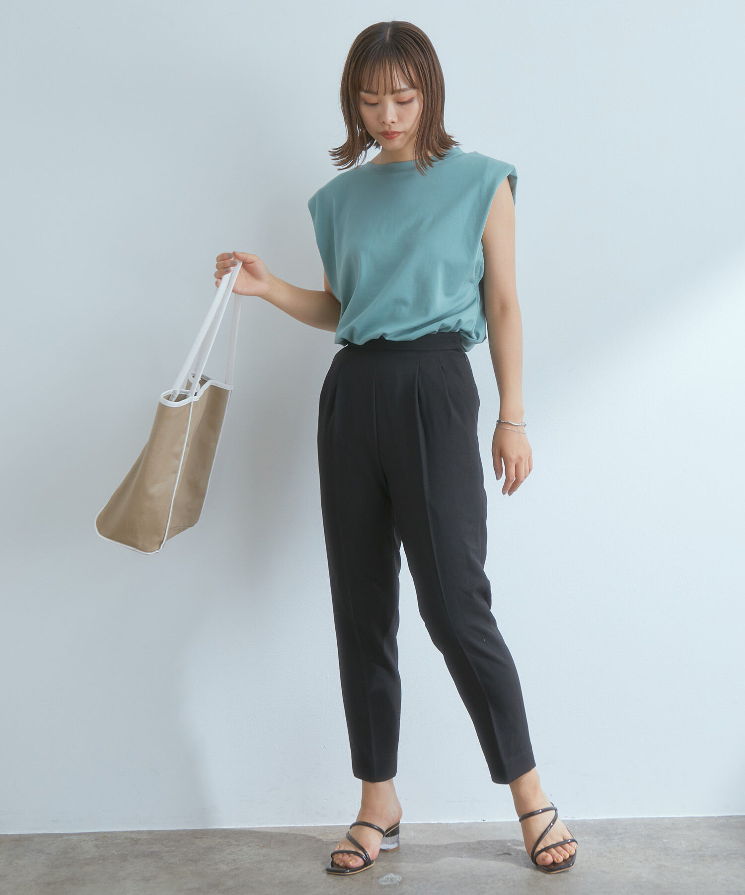 VIS「【EASY CARE】ウォッシャブルフラノツータックテーパードパンツ」|スラックス|