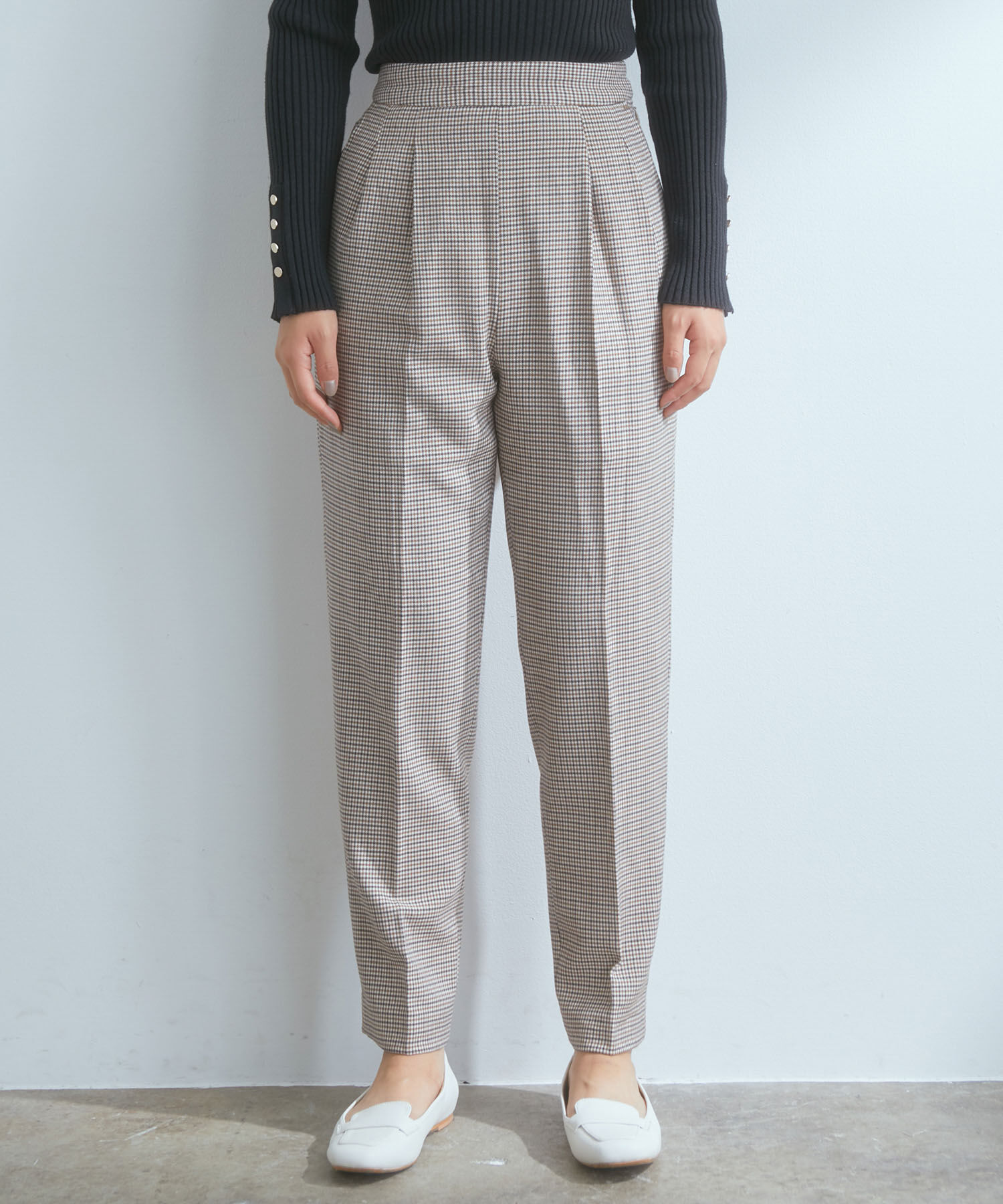 VIS「【EASY CARE】ウォッシャブルフラノツータックテーパードパンツ」|スラックス|