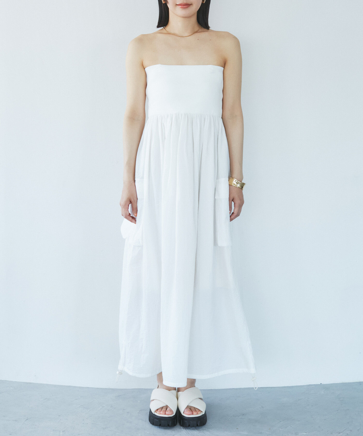 VIS「【SET】ショートボレロ＆リブ切り替えキャミワンピース」|ワンピース|