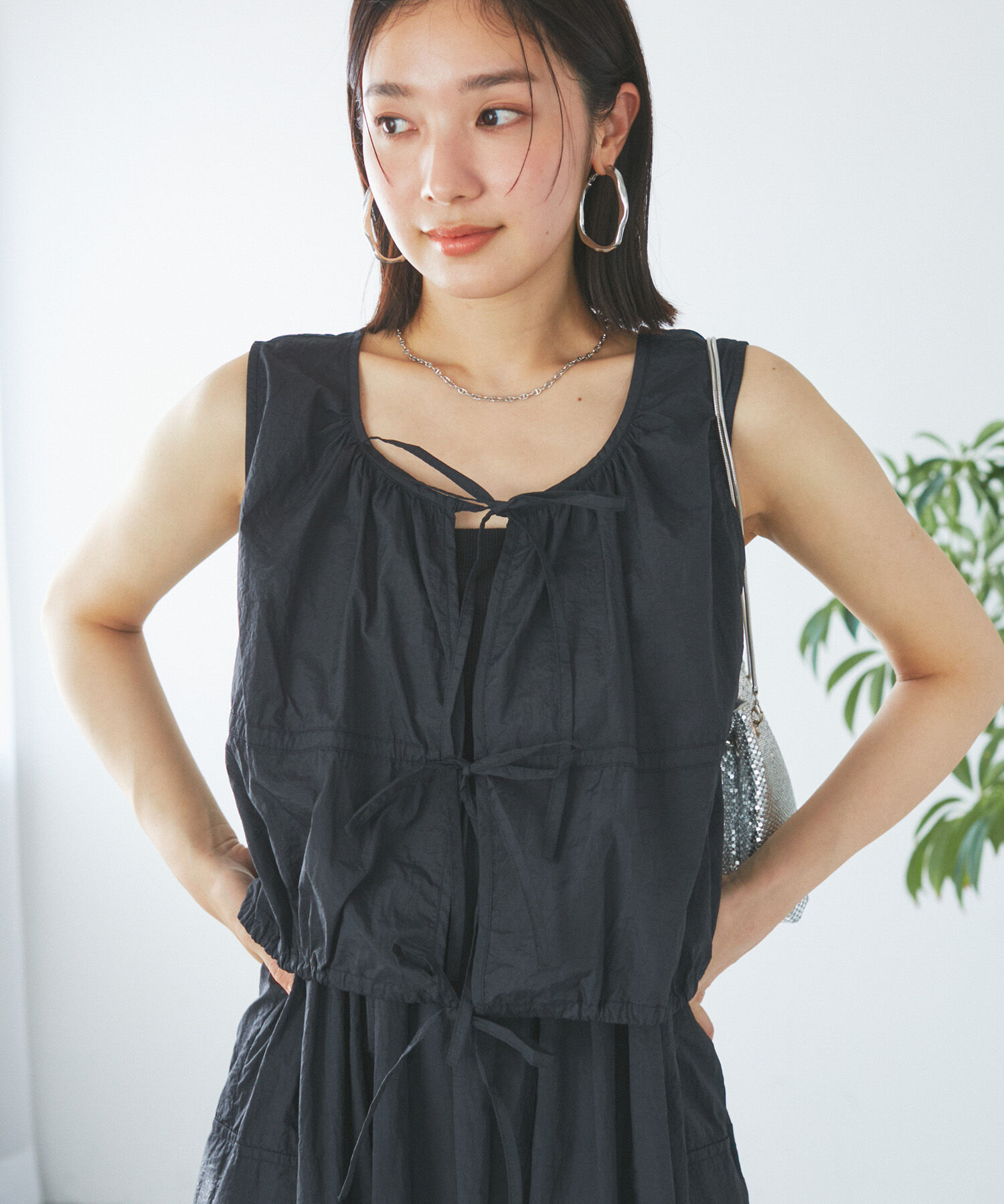 VIS「【SET】ショートボレロ＆リブ切り替えキャミワンピース」|ワンピース|