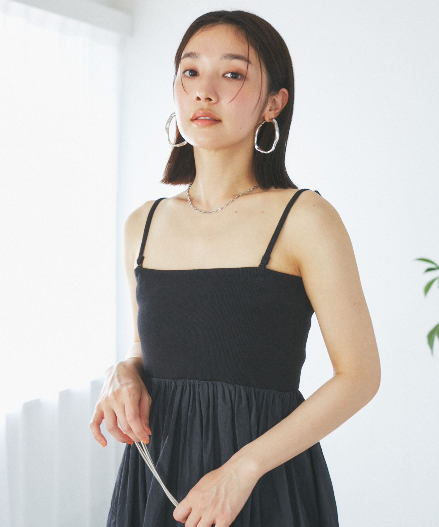 VIS「【SET】ショートボレロ＆リブ切り替えキャミワンピース」|ワンピース|