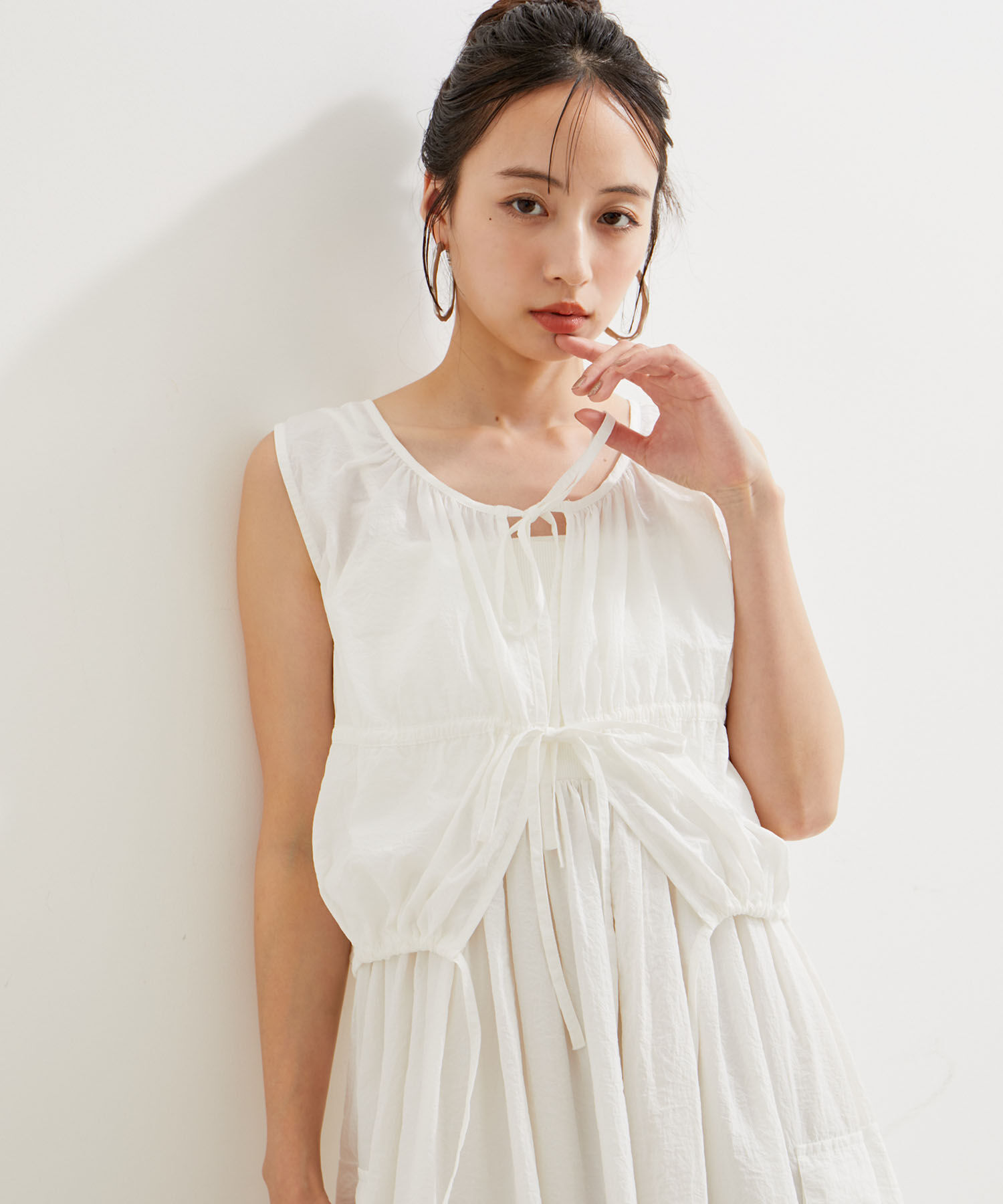 VIS「【SET】ショートボレロ＆リブ切り替えキャミワンピース」|ワンピース|