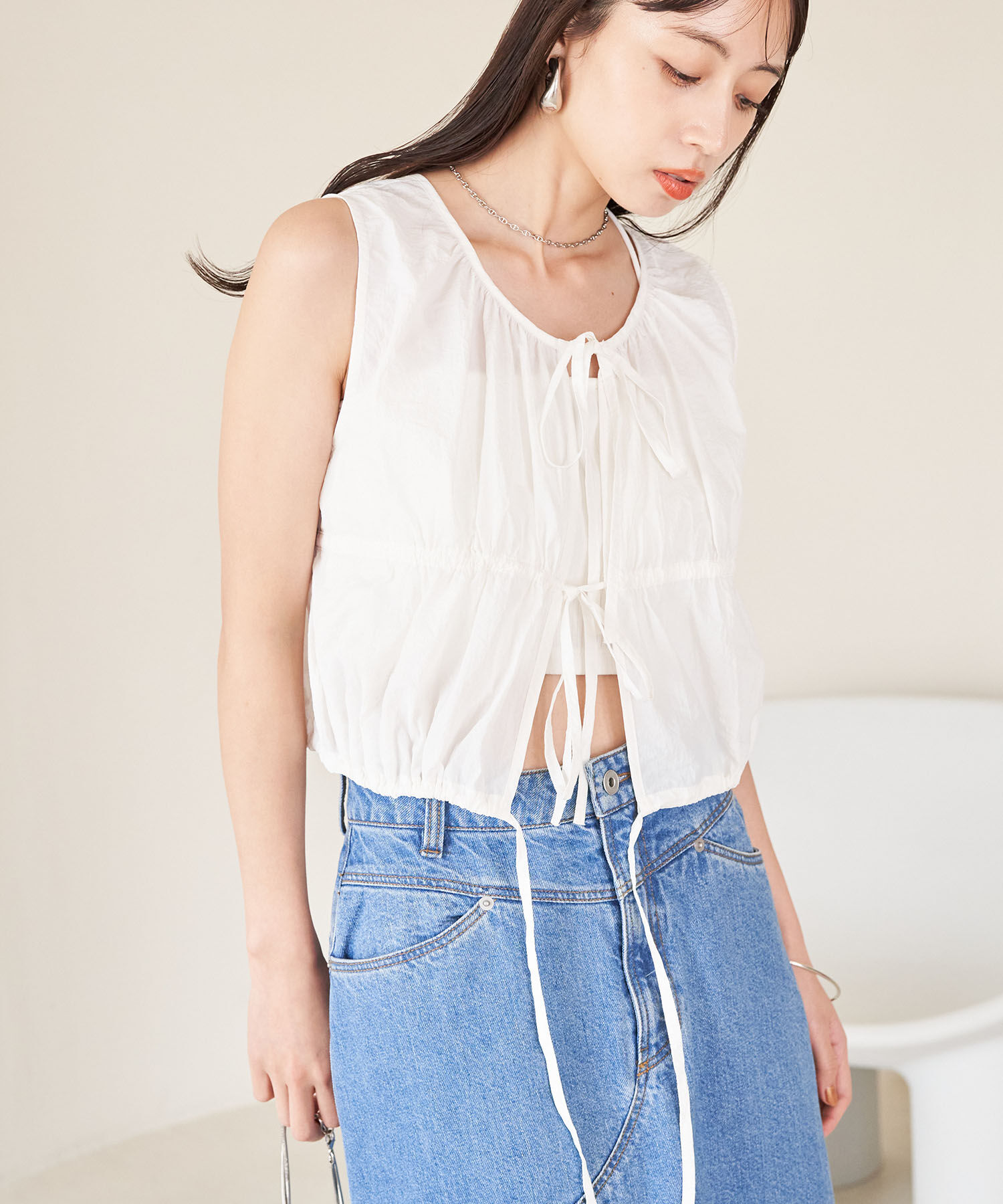 VIS「【SET】ショートボレロ＆リブ切り替えキャミワンピース」|ワンピース|