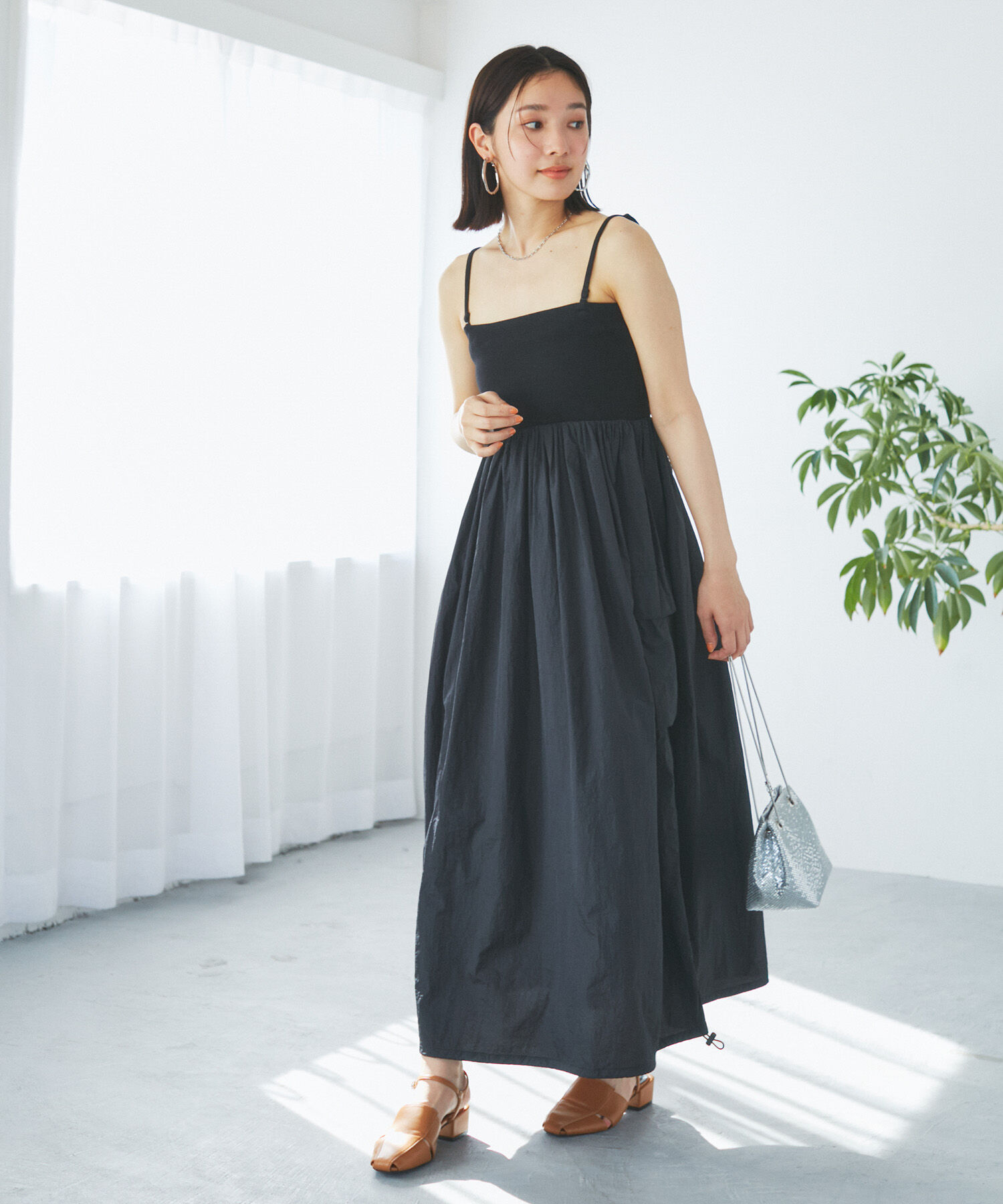 VIS「【SET】ショートボレロ＆リブ切り替えキャミワンピース」|ワンピース|