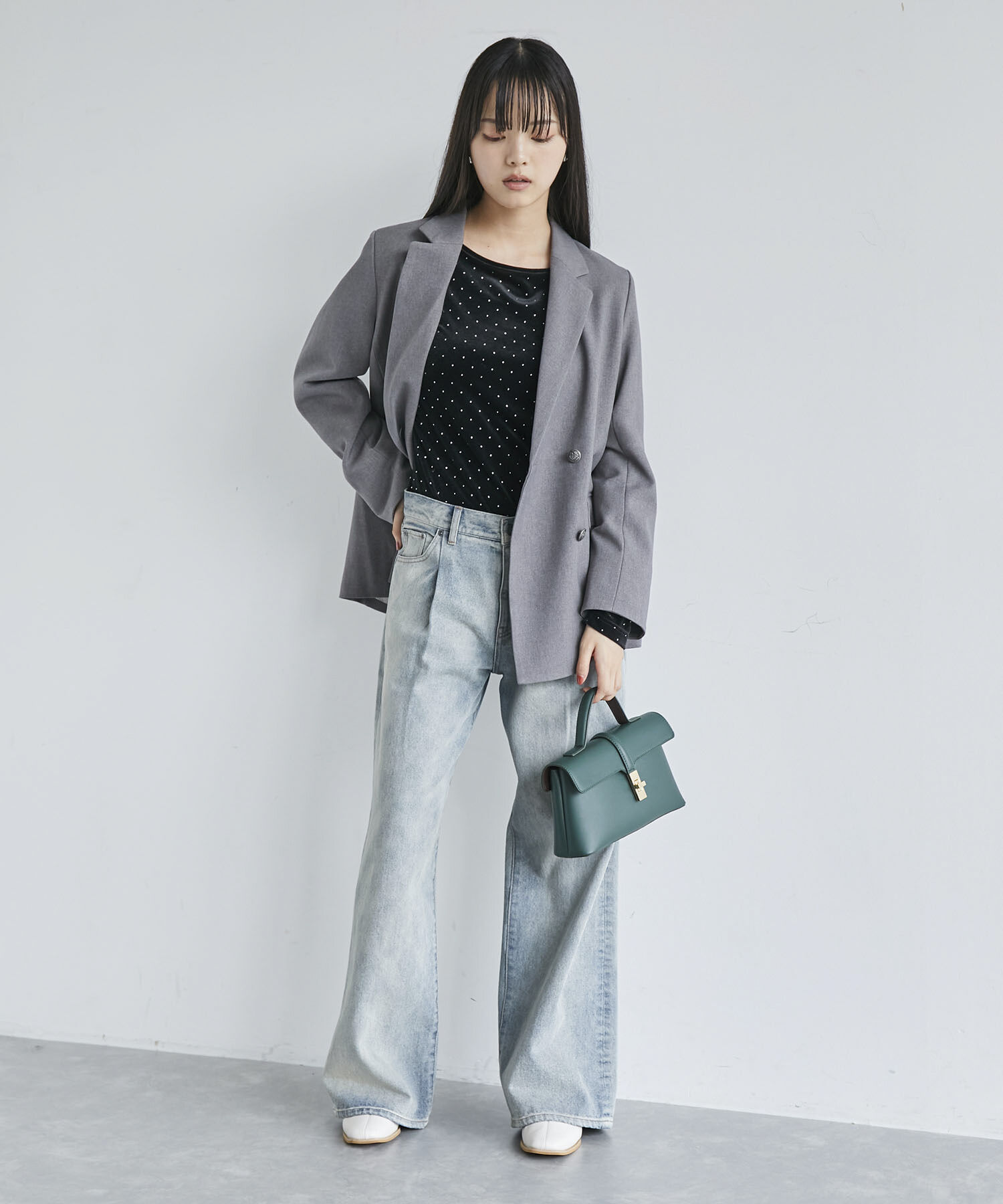 VIS「ラメプリントベロアロングスリーブTシャツ」|Tシャツ・カットソー|