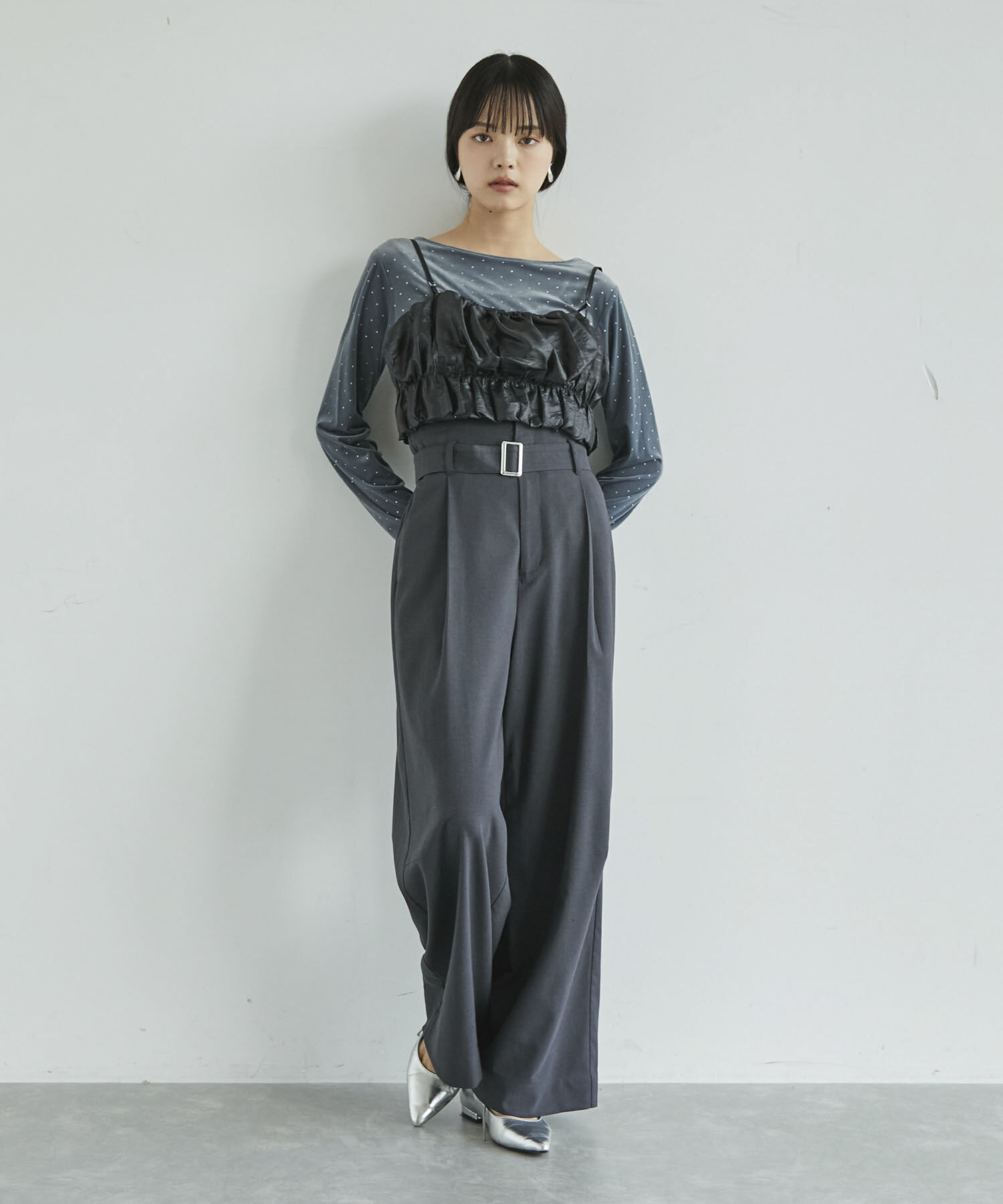 VIS「ラメプリントベロアロングスリーブTシャツ」|Tシャツ・カットソー|