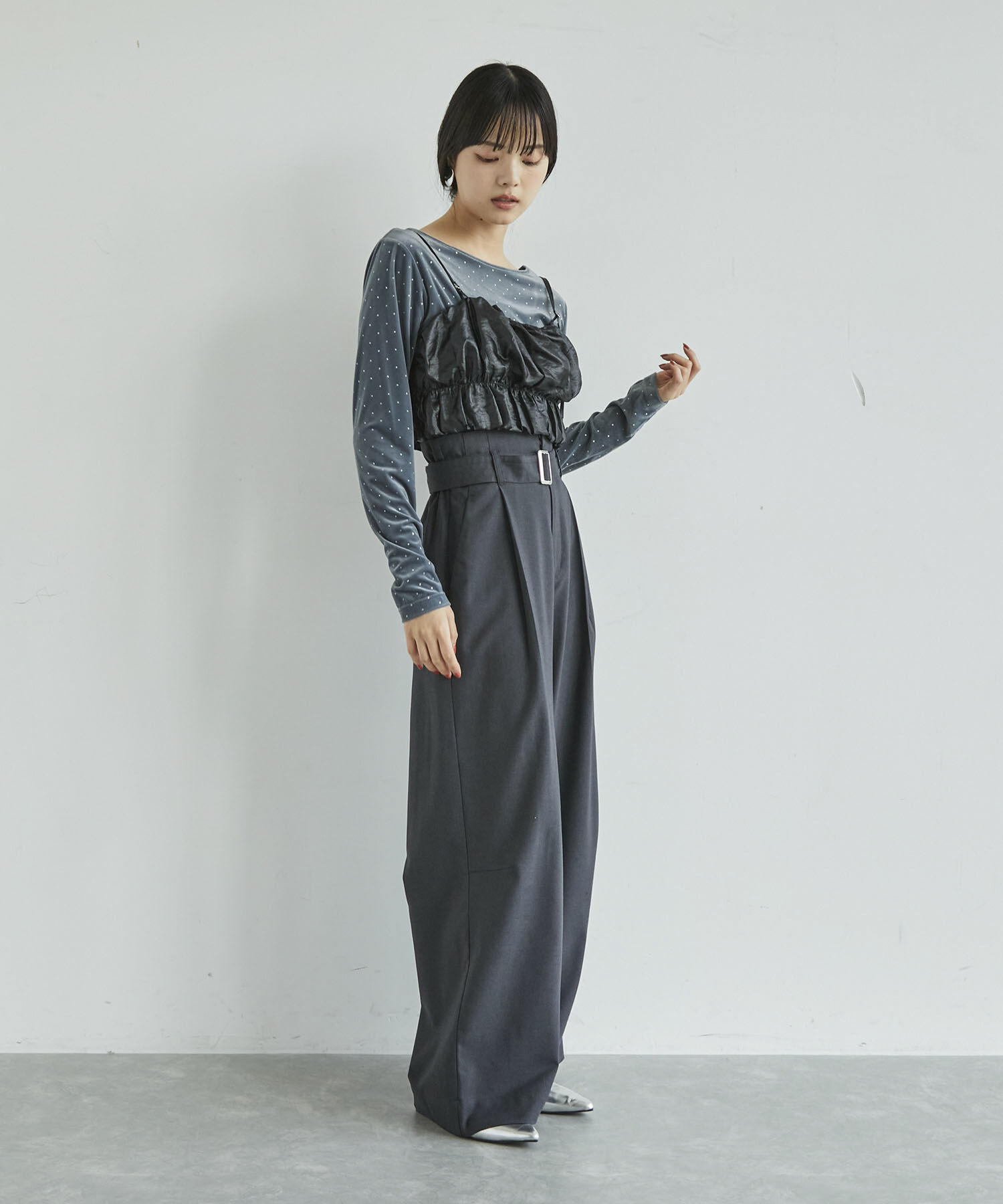 VIS「ラメプリントベロアロングスリーブTシャツ」|Tシャツ・カットソー|