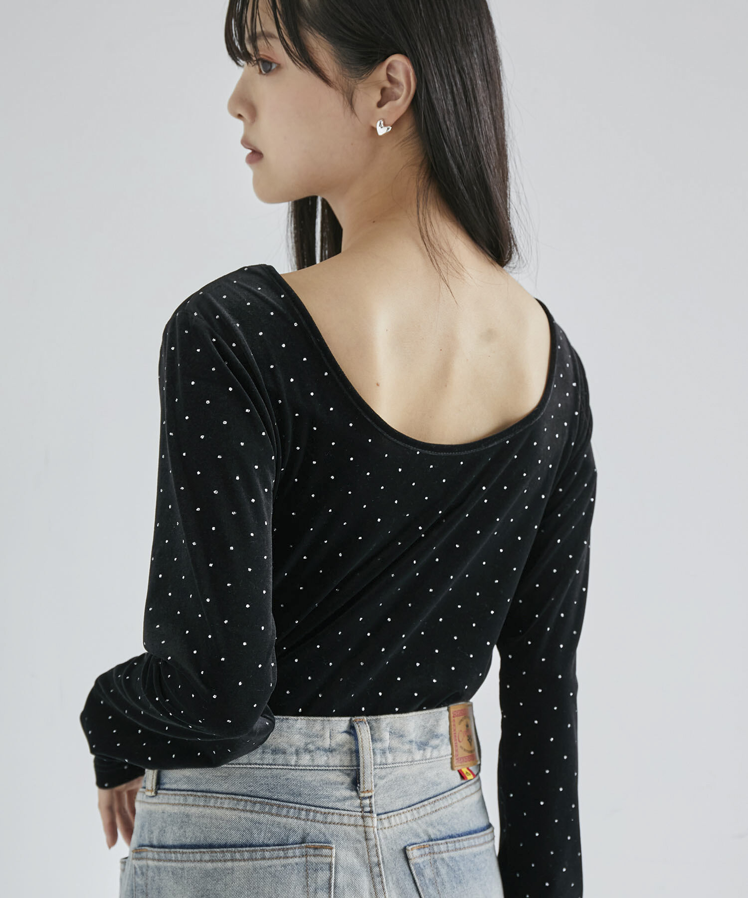 VIS「ラメプリントベロアロングスリーブTシャツ」|Tシャツ・カットソー|