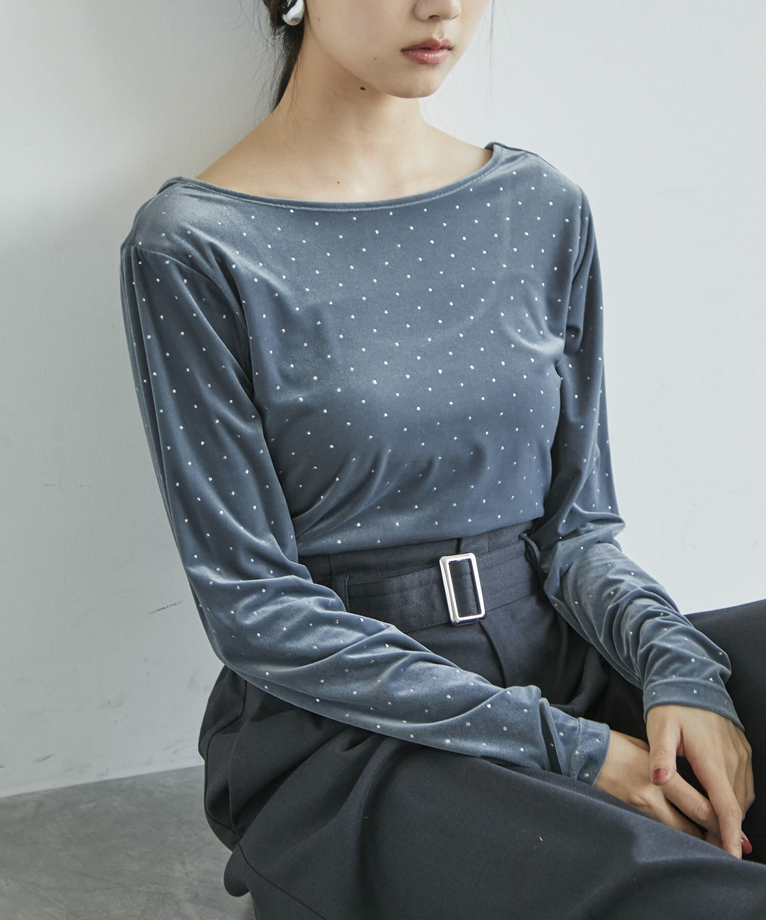 VIS「ラメプリントベロアロングスリーブTシャツ」|Tシャツ・カットソー|