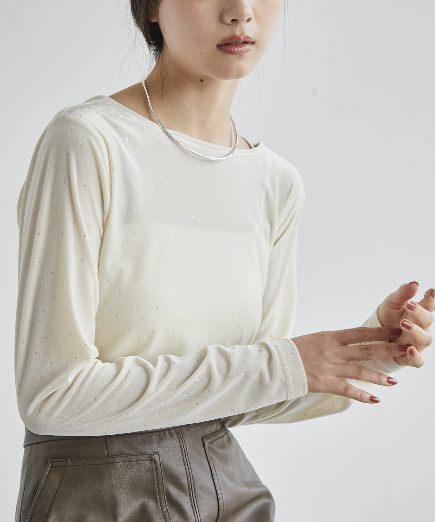 VIS「ラメプリントベロアロングスリーブTシャツ」|Tシャツ・カットソー|