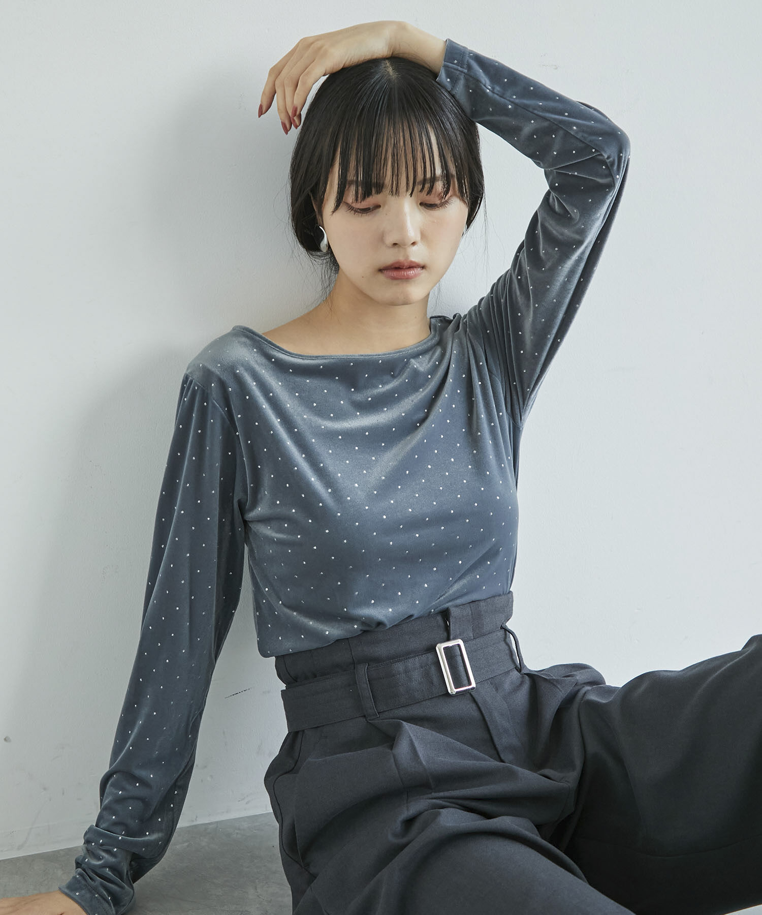 VIS「ラメプリントベロアロングスリーブTシャツ」|Tシャツ・カットソー|