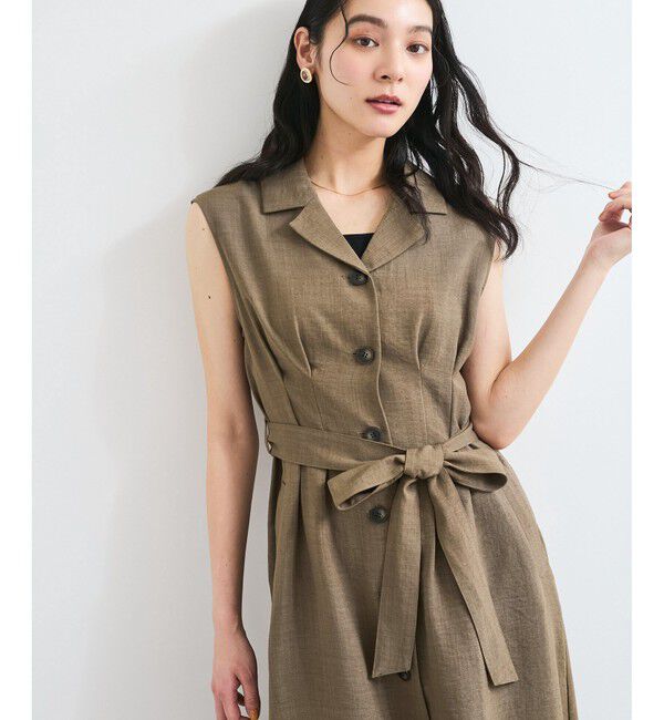VIS「【美easy】リネンライクジレワンピース【接触冷感/洗える】」|ワンピース|