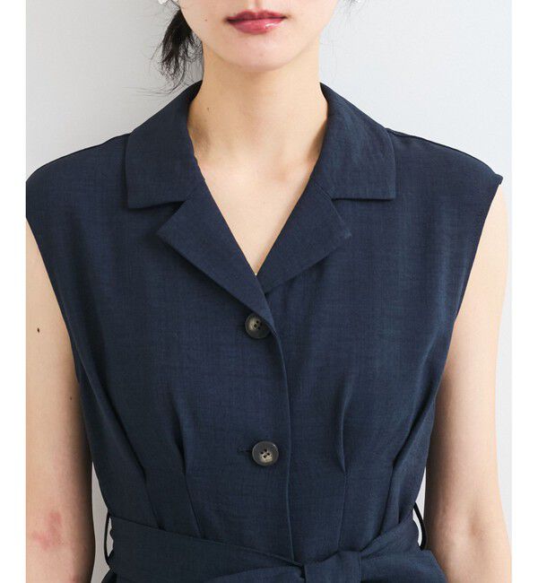 VIS「【美easy】リネンライクジレワンピース【接触冷感/洗える】」|ワンピース|