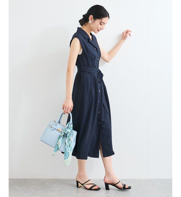 VIS「【美easy】リネンライクジレワンピース【接触冷感/洗える】」|ワンピース|