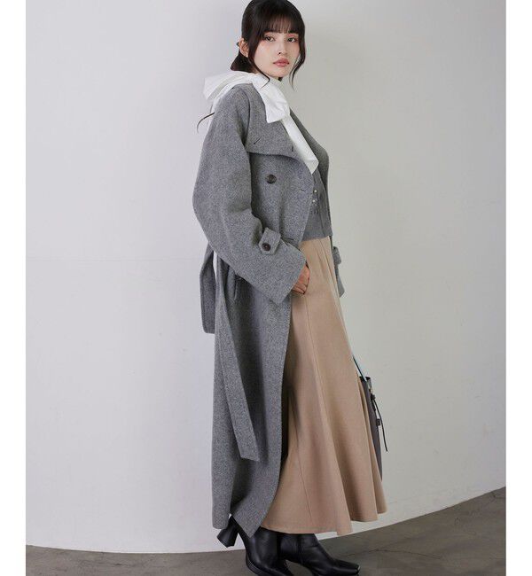 尾州シャギースタンドカラーロングコート/静電気防止・WEB限定PS・TM