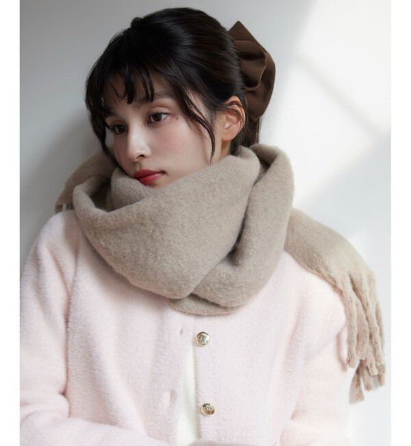 VIS「ふわふわフリンジマフラー/静電気防止」|マフラー|ベージュ(27)