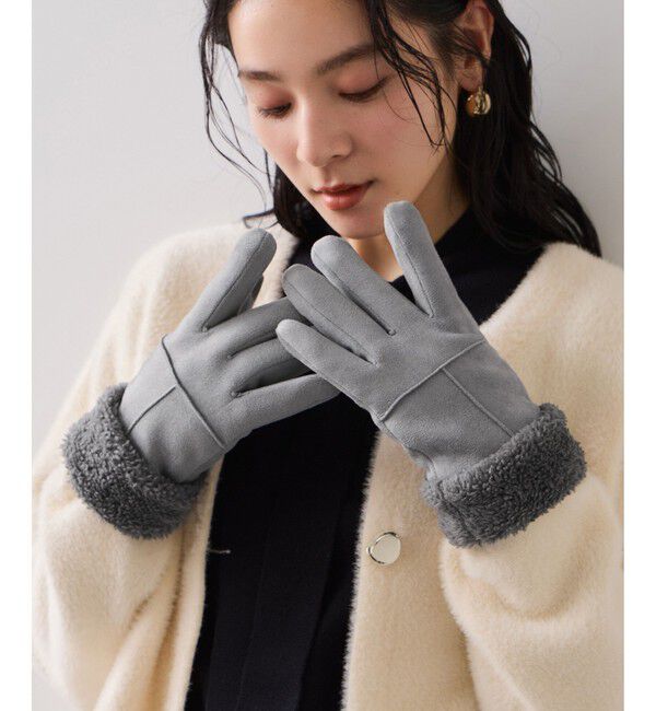 VIS「スマホタッチ刺繍付きムートングローブ」|手袋|