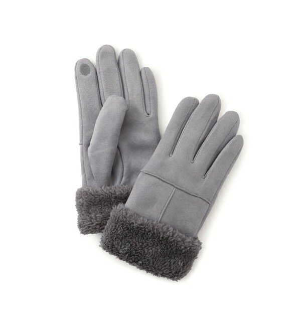 VIS「スマホタッチ刺繍付きムートングローブ」|手袋|