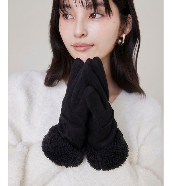 VIS「スマホタッチ刺繍付きムートングローブ」|手袋|