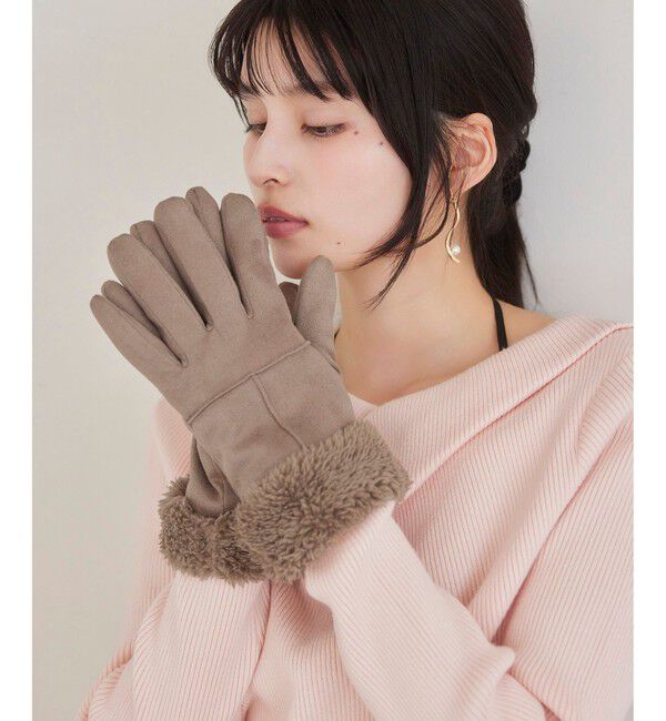 VIS「スマホタッチ刺繍付きムートングローブ」|手袋|