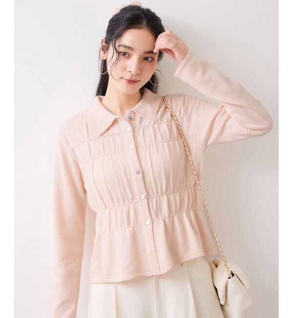 VIS「ギャザーニットカーデ」|カーディガン|ピンク(63)