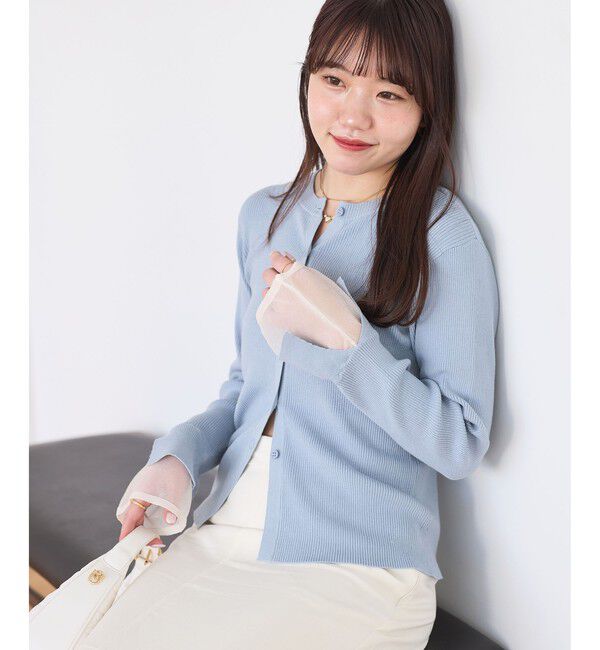 VIS「【WEB限定】袖フレア配色レイヤードカーディガン」|カーディガン|