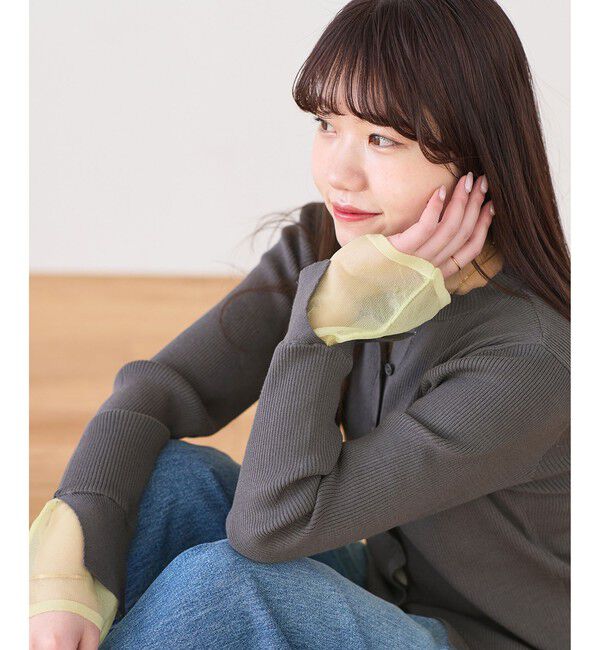 VIS「【WEB限定】袖フレア配色レイヤードカーディガン」|カーディガン|