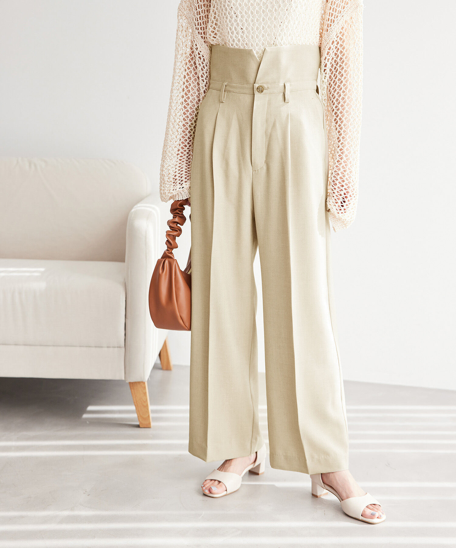 Rope&rsquo;Picnic「【ご好評につき新色追加決定！】リネン混シャンブレーパンツ/セットアップ対応・UVケア」|その他|ベージュ(27)