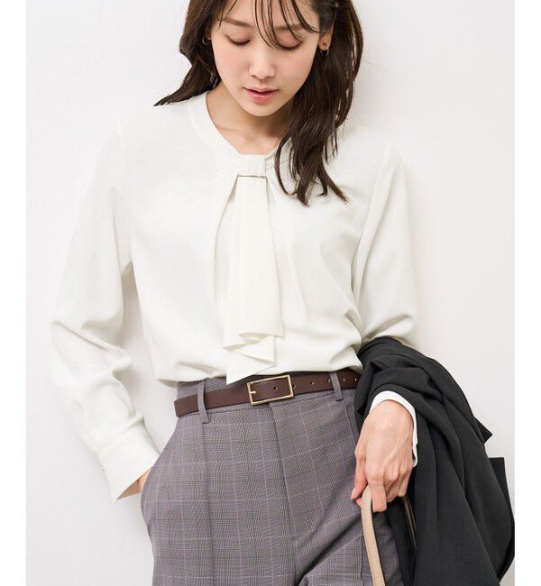 Rope&rsquo;Picnic「【WEB限定カラー・サイズ】メタルパーツフロントフリルタイブラウス/通勤対応」|シャツ・ブラウス|